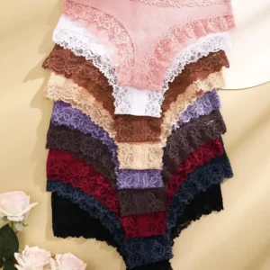 5Pcs/set Women Cotton Panties Floral Lace Intimate Underwear Trendy Patchwork Lace Briefs Female Soft Underpants Lingerie S-XL