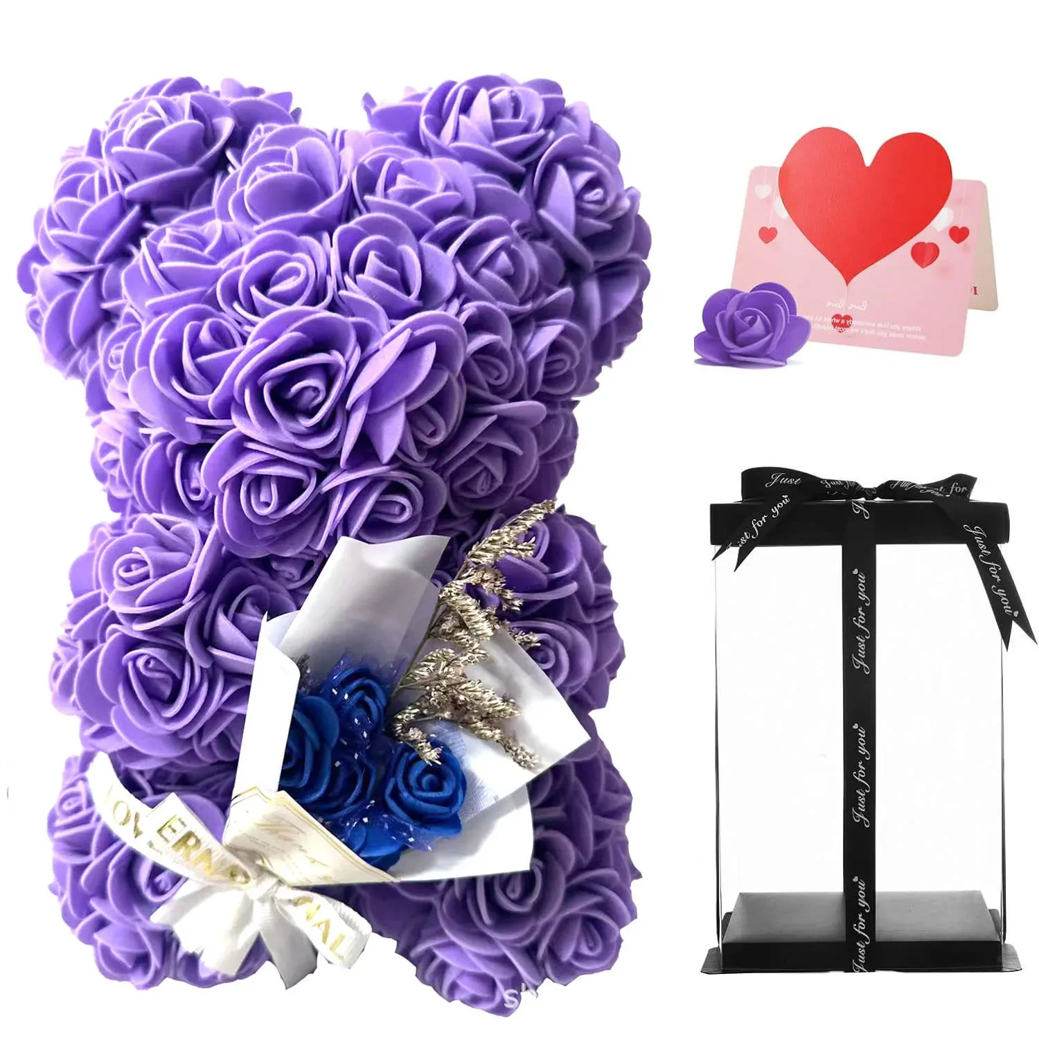1pc 25cm Artificial Foam Flowers Bear Rose Bear Romantic Creative Gifts For Valentines Day Anniversary Wedding【with gift box - Image 9