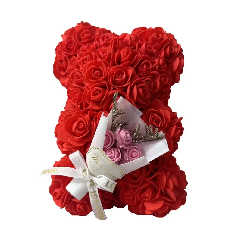 1pc 25cm Artificial Foam Flowers Bear Rose Bear Romantic Creative Gifts For Valentines Day Anniversary Wedding【with gift box - Image 12
