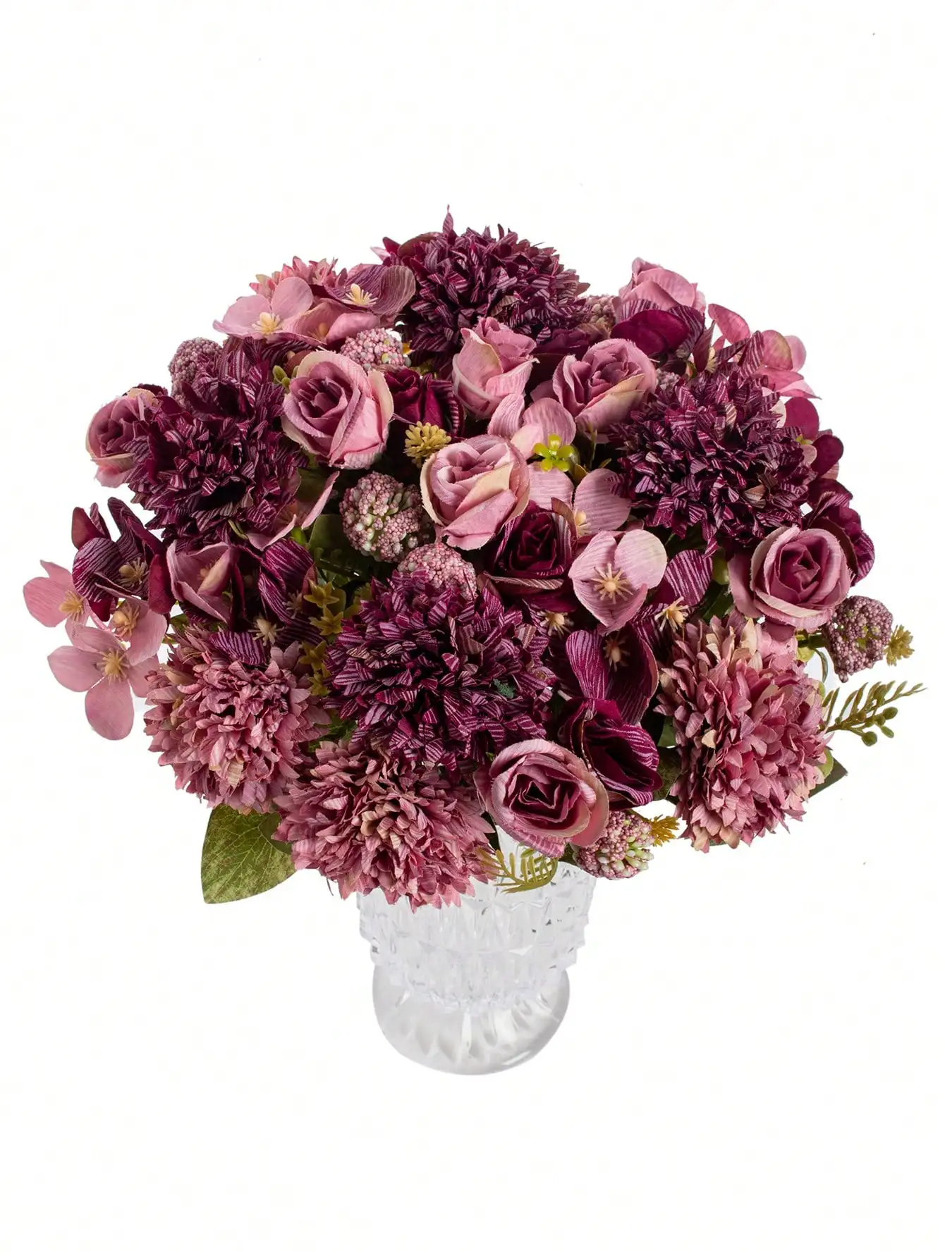 1 Bouquet Artificial Roses w/ Silk Balls: Wedding Home Decor & Holiday/Birthday Gift DIY - Image 16