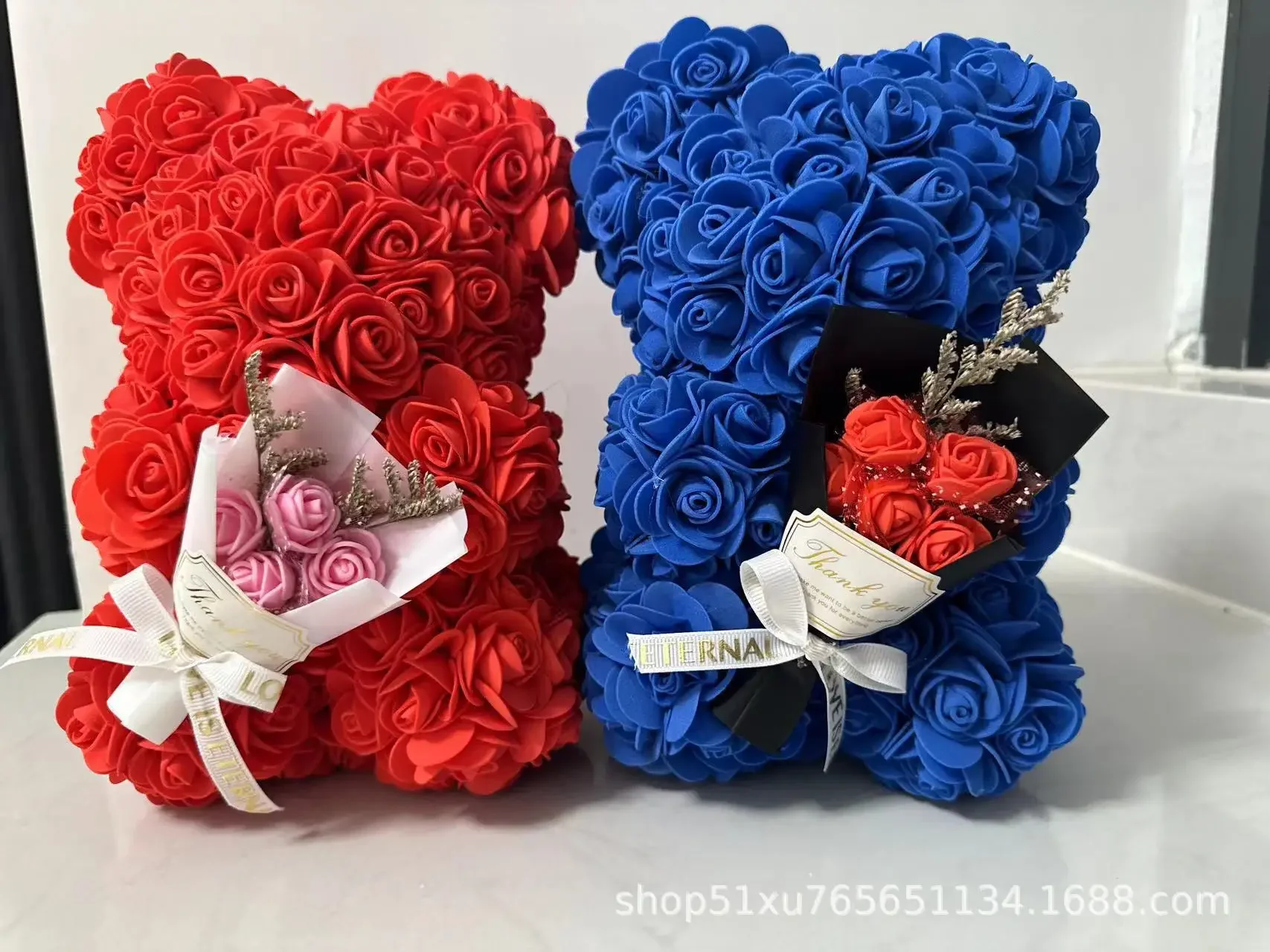 1pc 25cm Artificial Foam Flowers Bear Rose Bear Romantic Creative Gifts For Valentines Day Anniversary Wedding【with gift box - Image 5