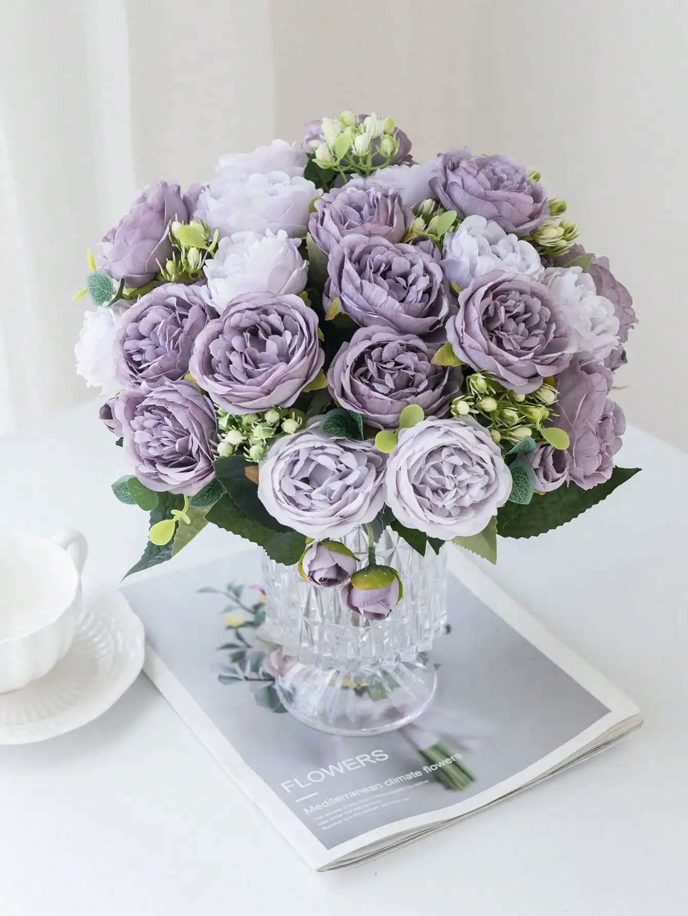 1 Bouquet Artificial Roses w/ Silk Balls: Wedding Home Decor & Holiday/Birthday Gift DIY - Image 14