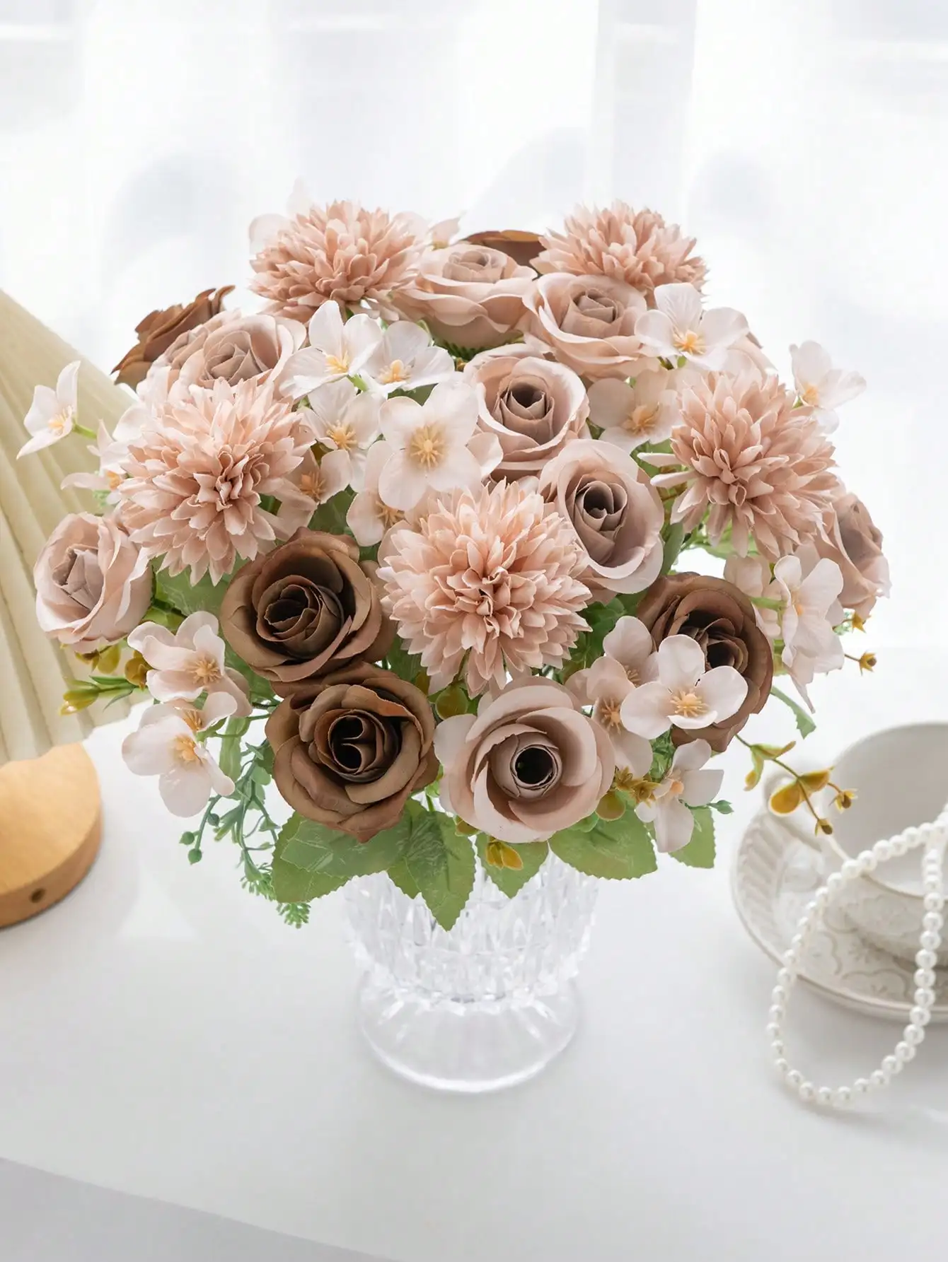 1 Bouquet Artificial Roses w/ Silk Balls: Wedding Home Decor & Holiday/Birthday Gift DIY - Image 19