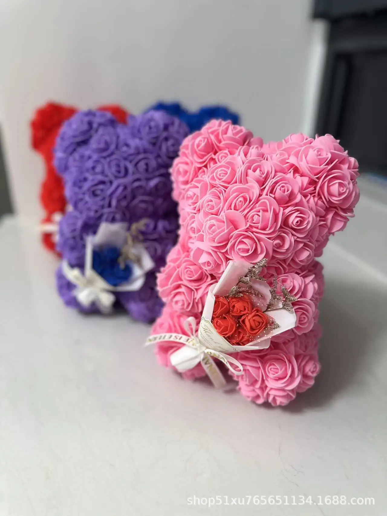 1pc 25cm Artificial Foam Flowers Bear Rose Bear Romantic Creative Gifts For Valentines Day Anniversary Wedding【with gift box - Image 19