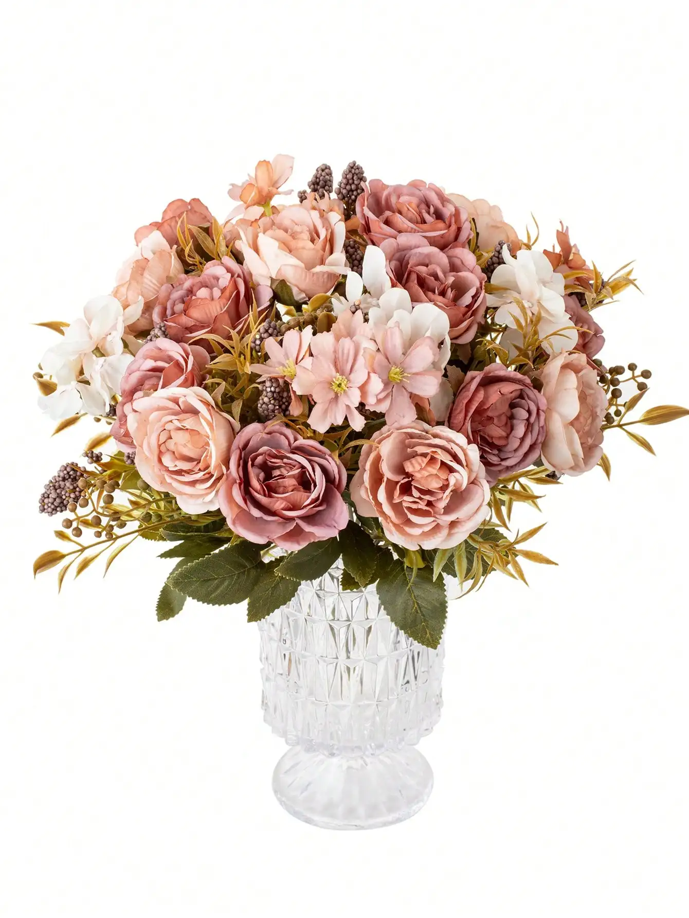 1 Bouquet Artificial Roses w/ Silk Balls: Wedding Home Decor & Holiday/Birthday Gift DIY - Image 18