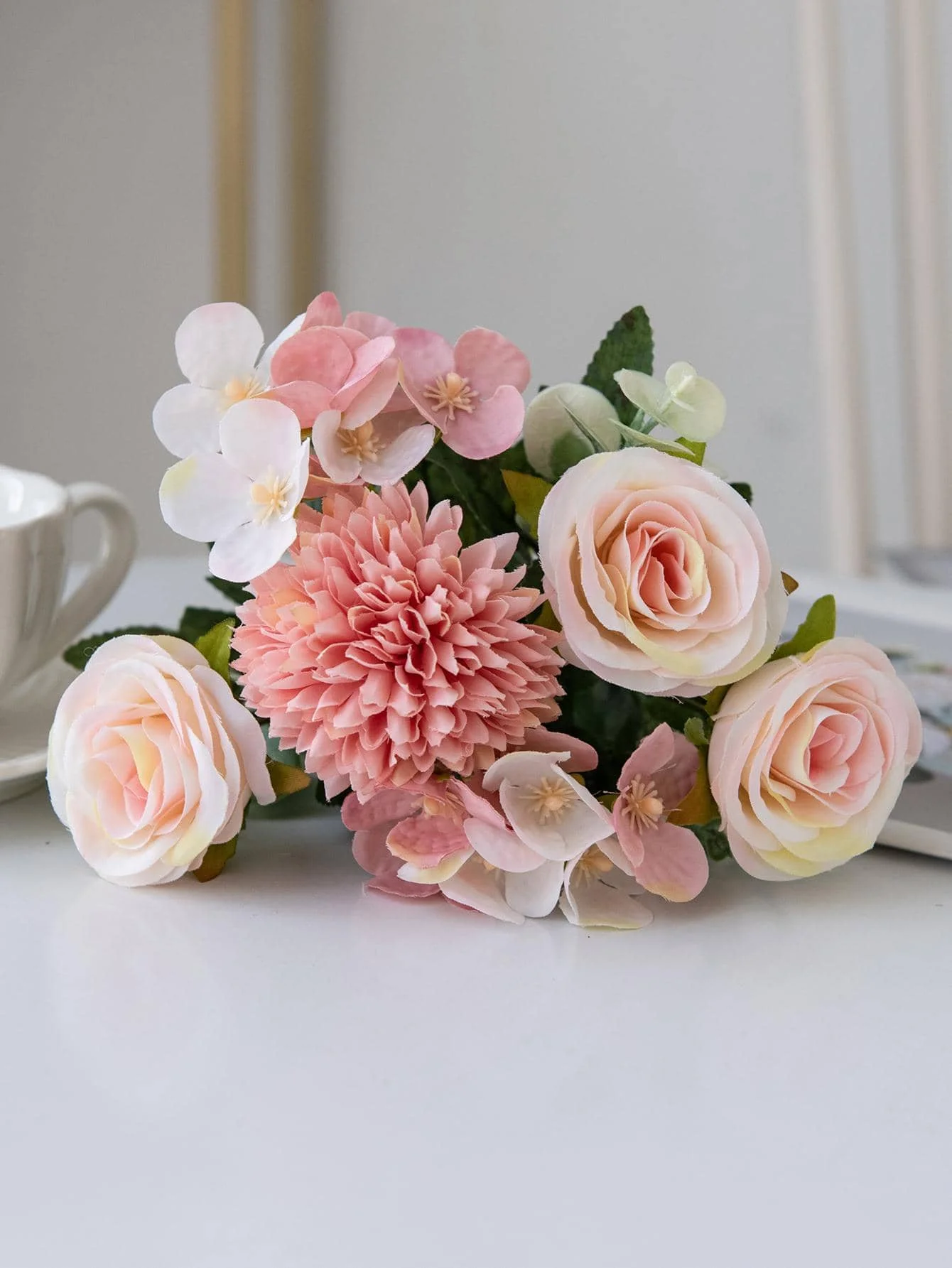 1 Bouquet Artificial Roses w/ Silk Balls: Wedding Home Decor & Holiday/Birthday Gift DIY - Image 5