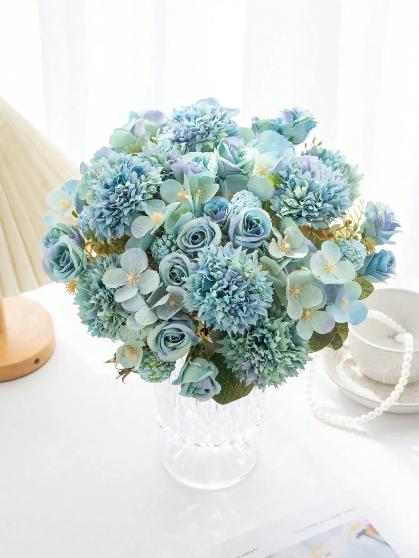 1 Bouquet Artificial Roses w/ Silk Balls: Wedding Home Decor & Holiday/Birthday Gift DIY - Image 17