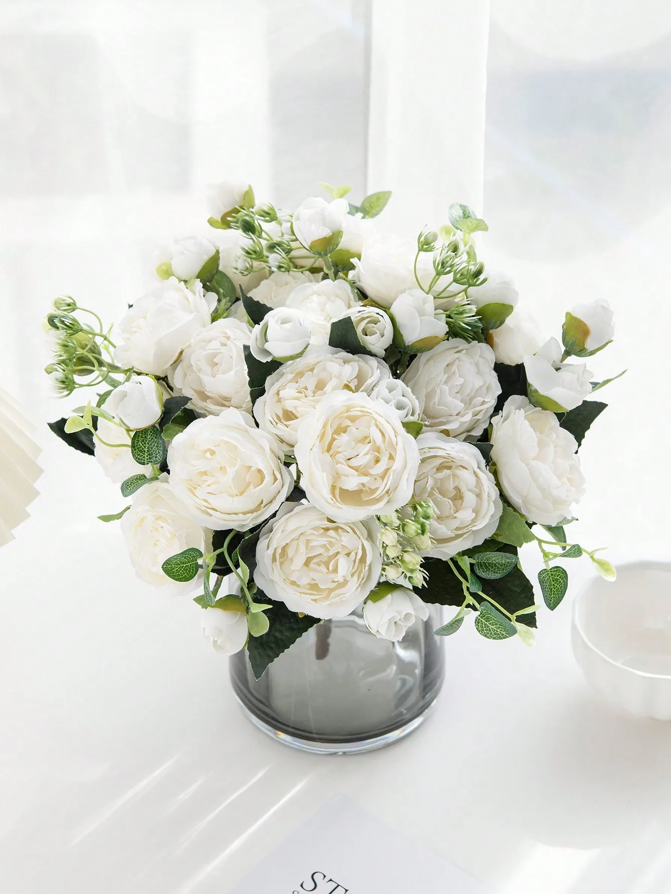 1 Bouquet Artificial Roses w/ Silk Balls: Wedding Home Decor & Holiday/Birthday Gift DIY - Image 10