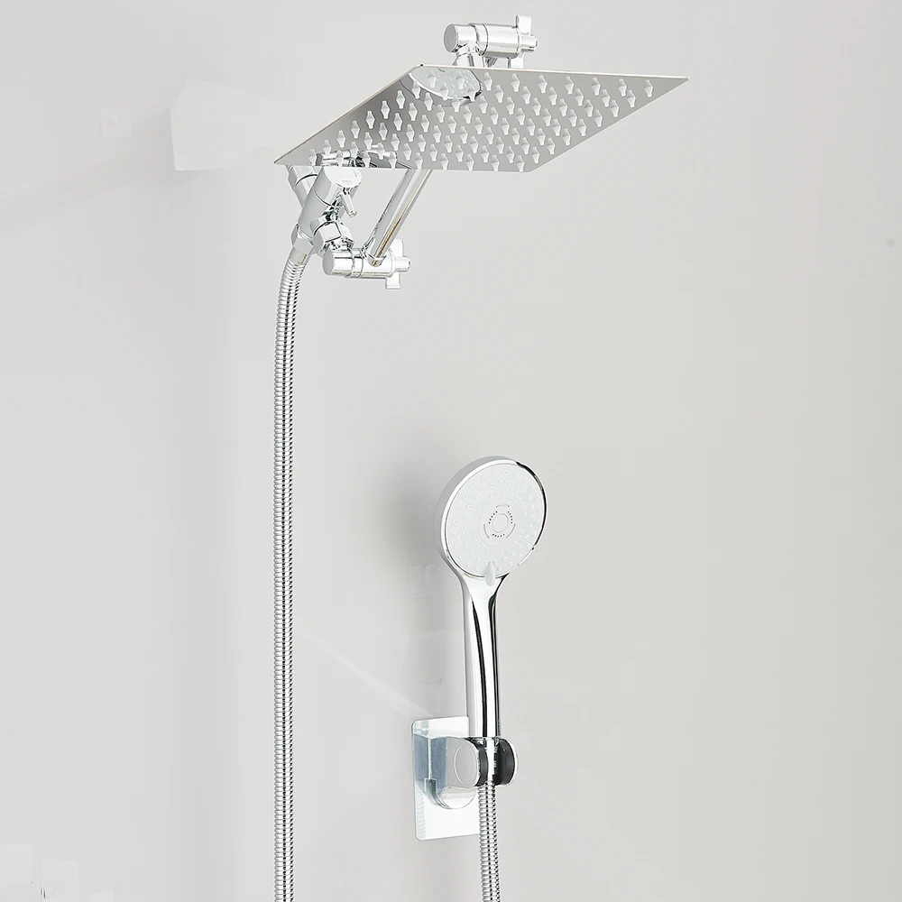 Shower Head Combo 8-12Inch High Pressure Rain Shower Head with Adjustable Extension Arm With 3-way Handheld Shower Spray - Image 7