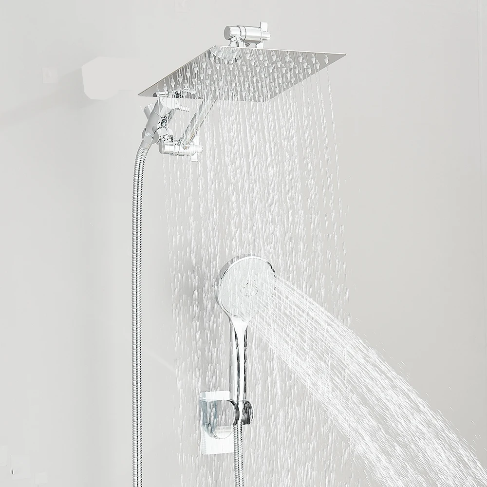 Shower Head Combo 8-12Inch High Pressure Rain Shower Head with Adjustable Extension Arm With 3-way Handheld Shower Spray - Image 2