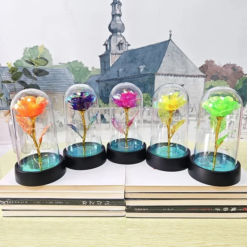 Artificial Rose Flowers Valentines Day Gift for Girlfriend Eternal Rose LED Light Foil Flower Wedding Decor Christmas Gifts - Image 5