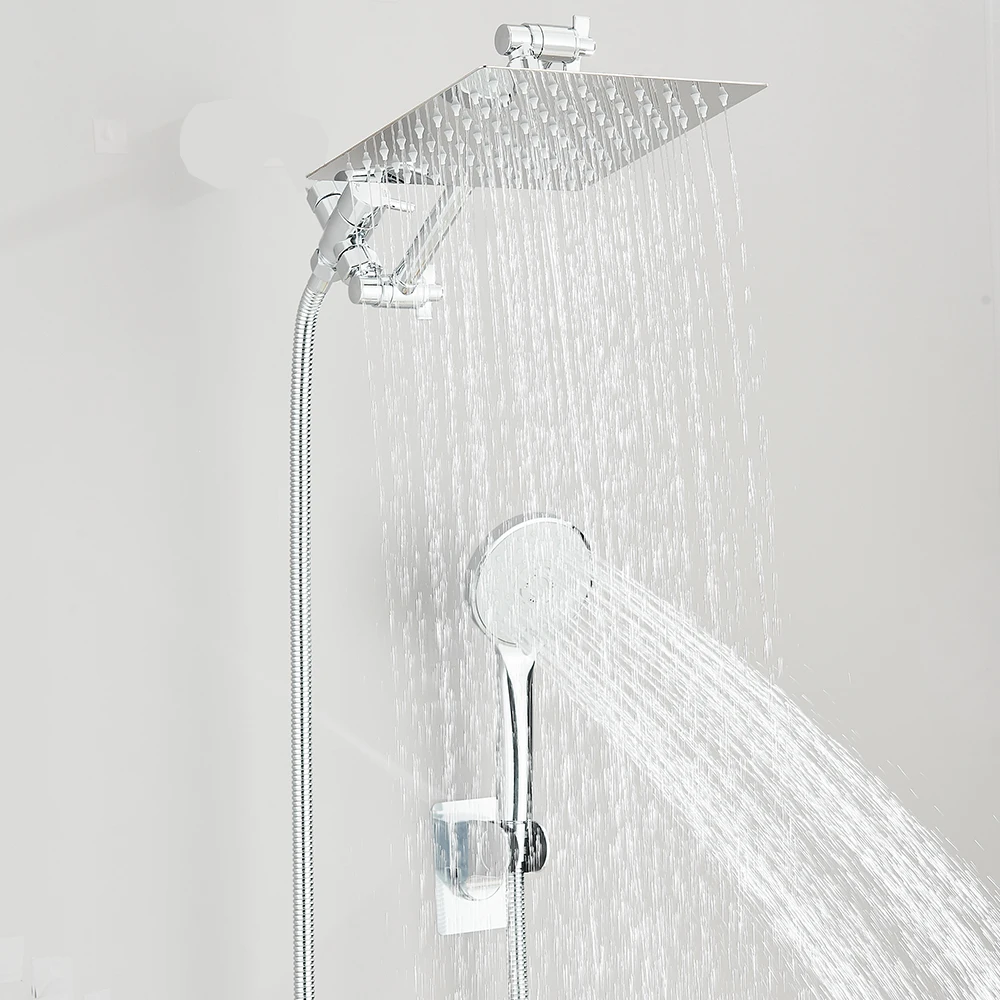 Shower Head Combo 8-12Inch High Pressure Rain Shower Head with Adjustable Extension Arm With 3-way Handheld Shower Spray - Image 9